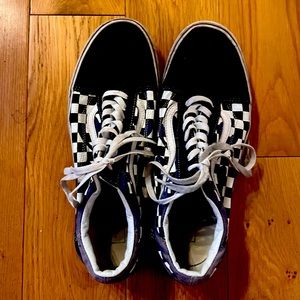 Vans mens size 12 checker black and purple with flames